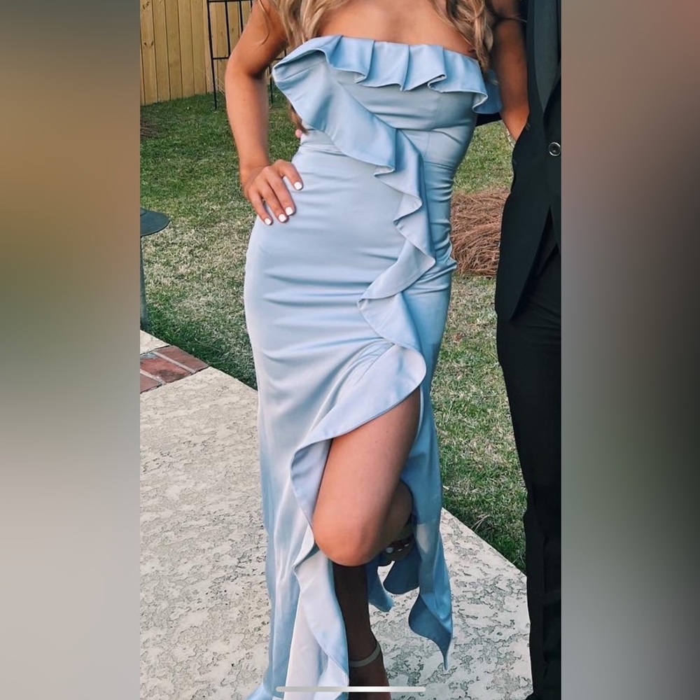 NBD Luna Gown in Baby Blue XS (altered to fit an xxs)